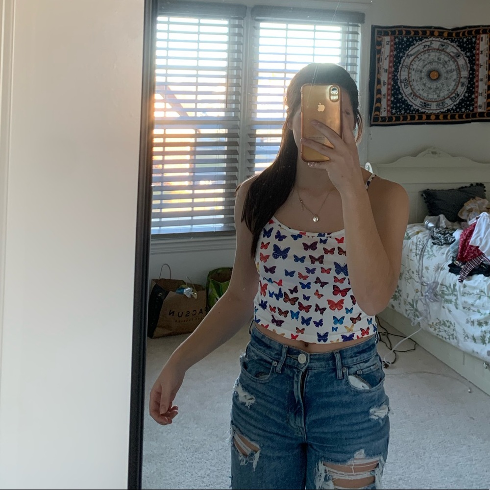 Unknown Brand White Butterfly Tank